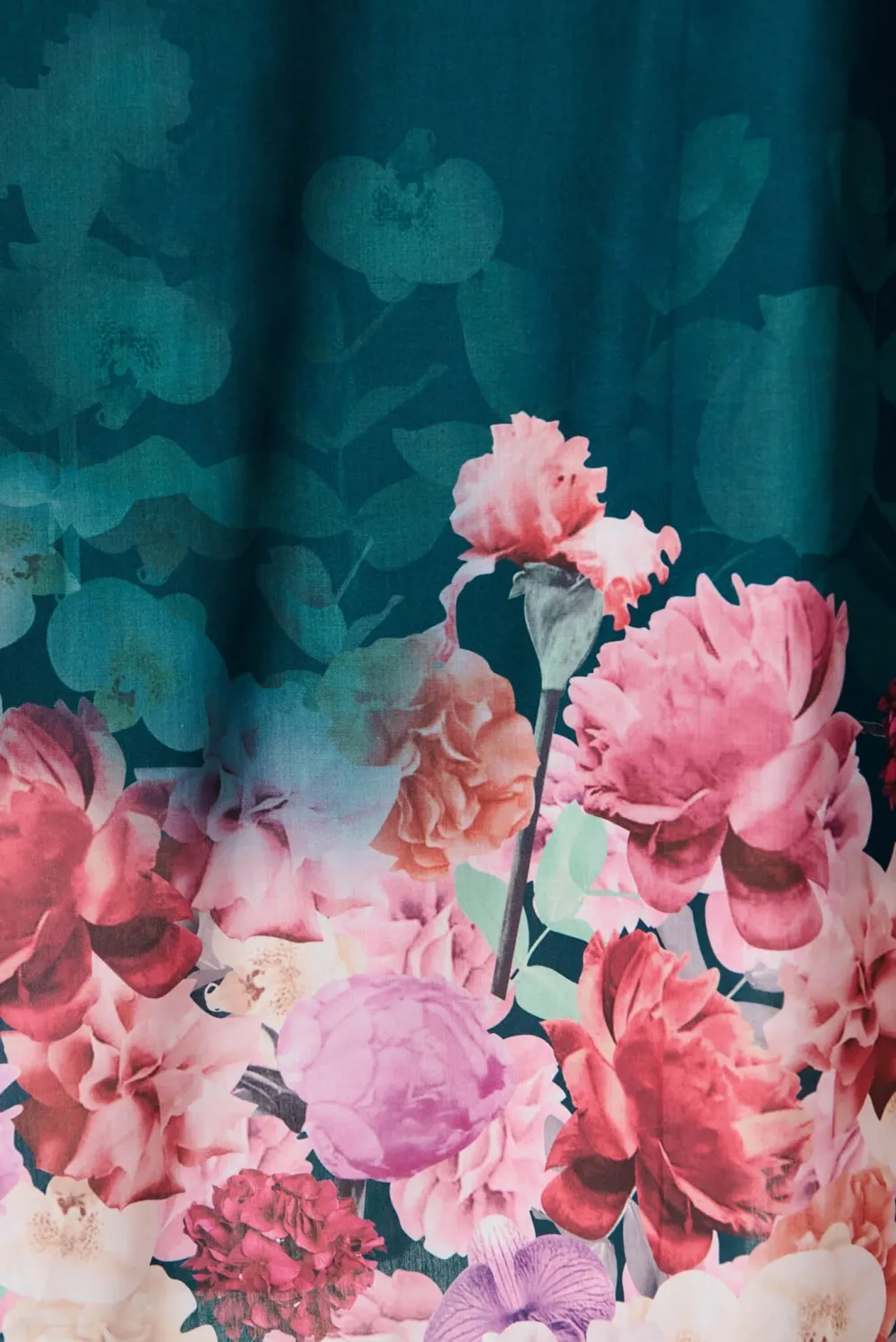 Green Floral Print Puff Sleeve Maxi Dress