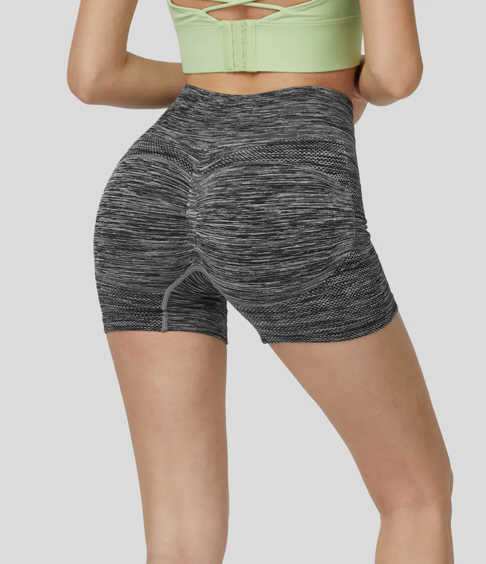 Seamless Flow High Waisted Butt Lifting Ruched Deep Dye Yoga Biker Shorts 3.5''