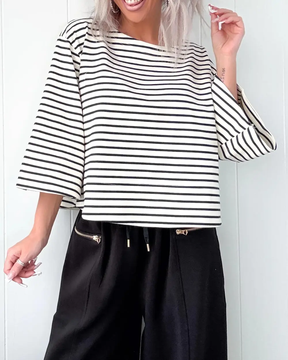 Nautical Muse Striped Top - Black/Ivory