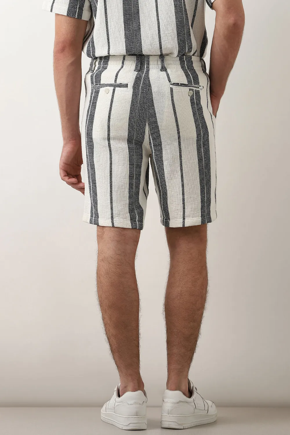 White Striped Co-ord Set Shorts