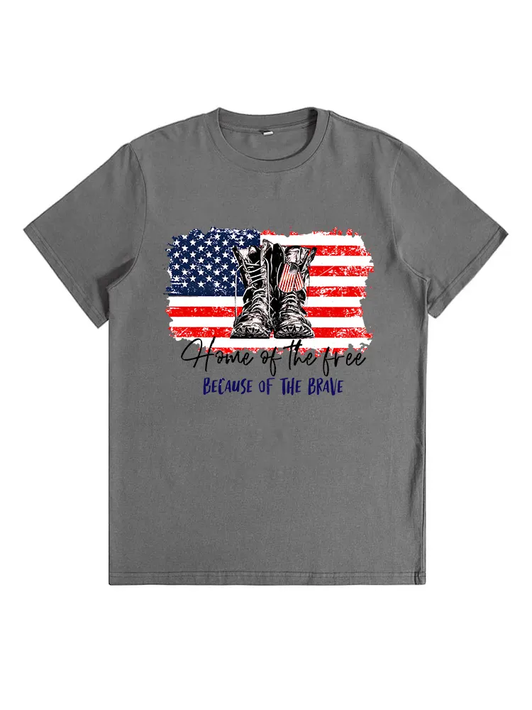 Home Of The Free Because Of The Brave Tank USA Flag T-Shirt