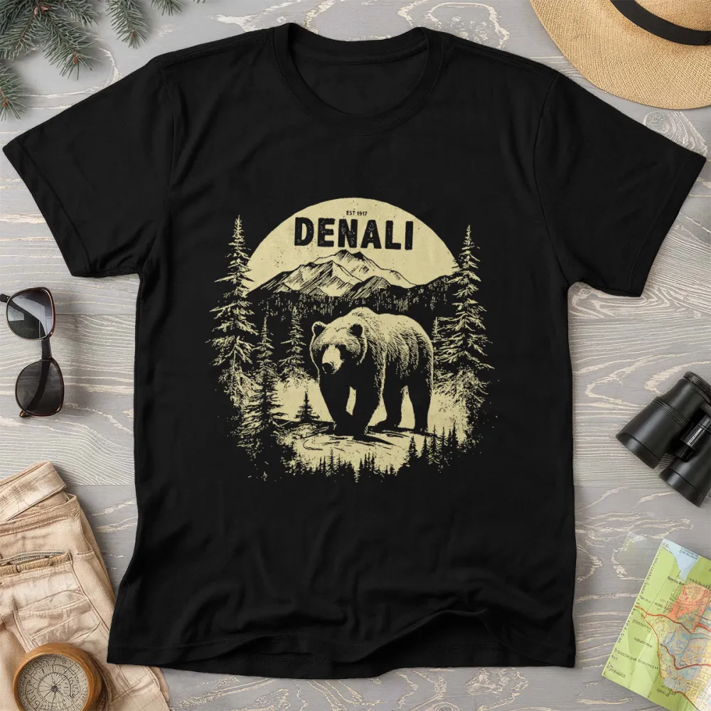 Denali National Park Grizzly Bear Crewneck T-Shirt