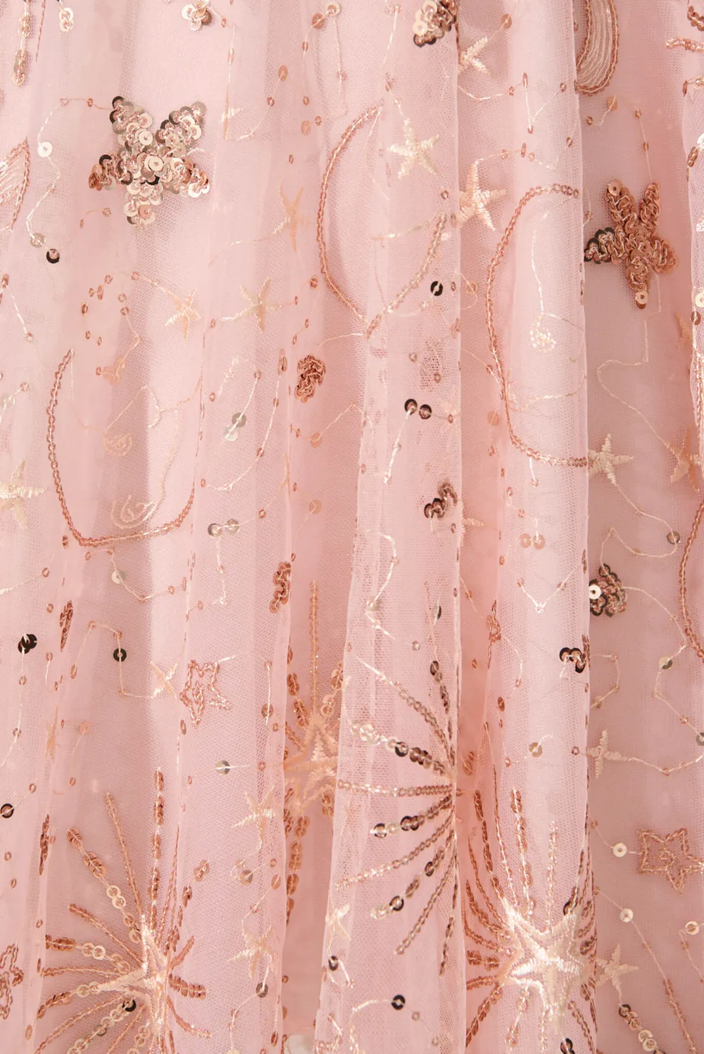 Pink Sequin Embroidered Mini Dress