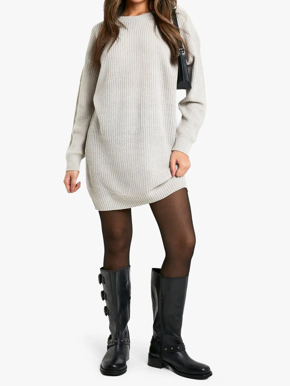 CREW NECK SWEATER DRESS