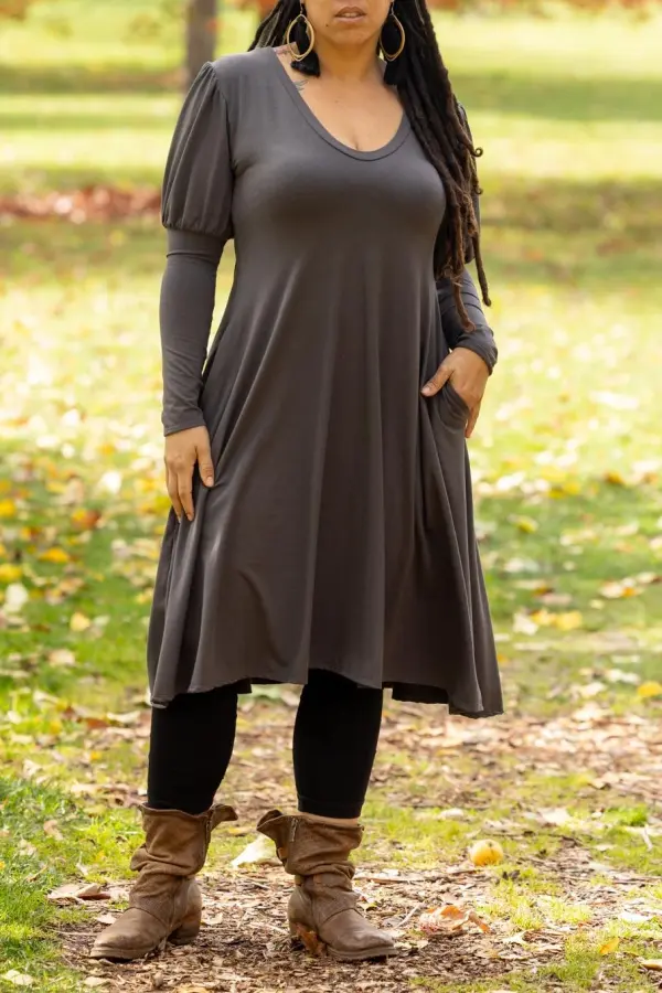 Charlotte Dress - Earth Grey