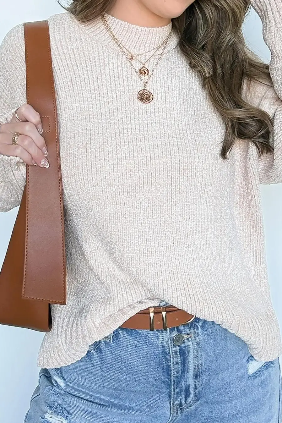 Oatmeal Soft Knit Sweater