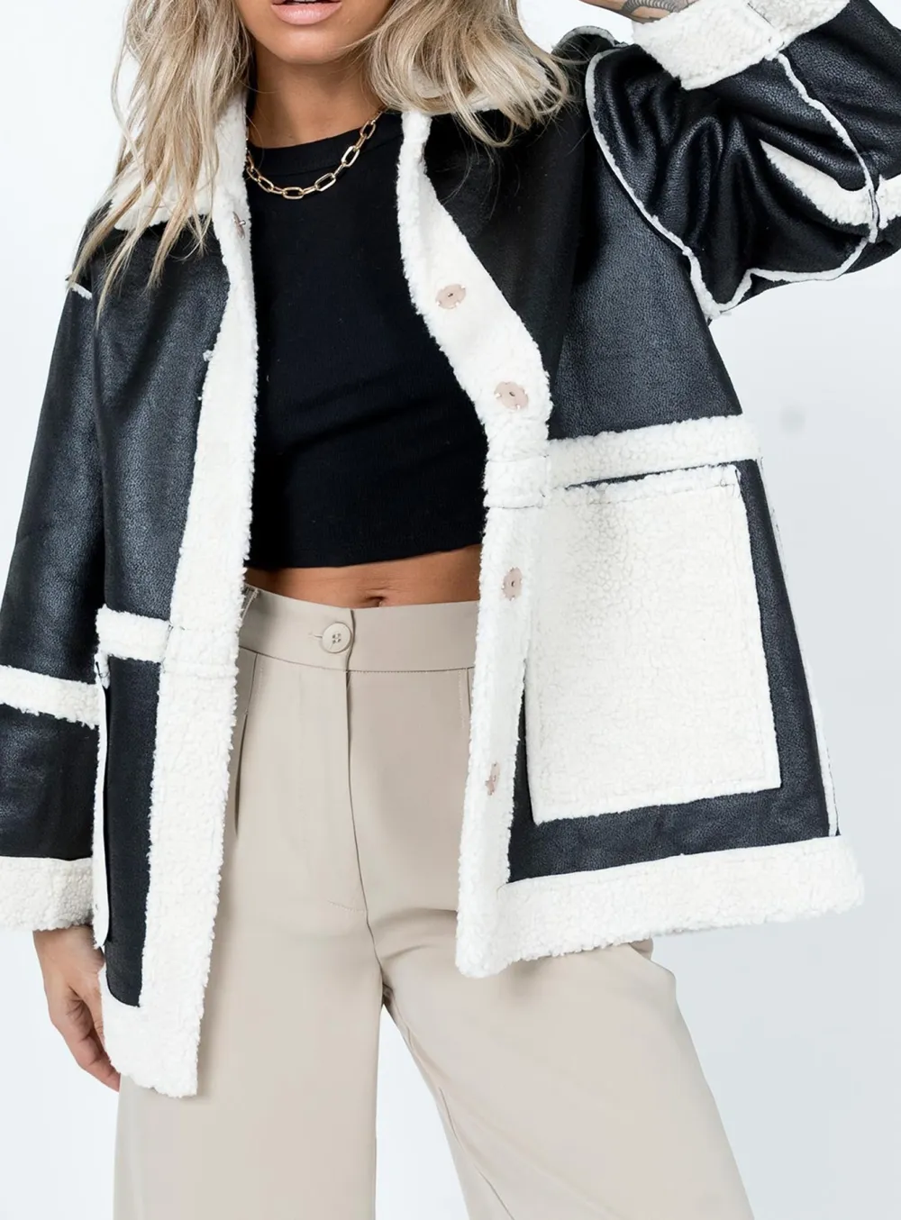 Lexie faux leather jacket black