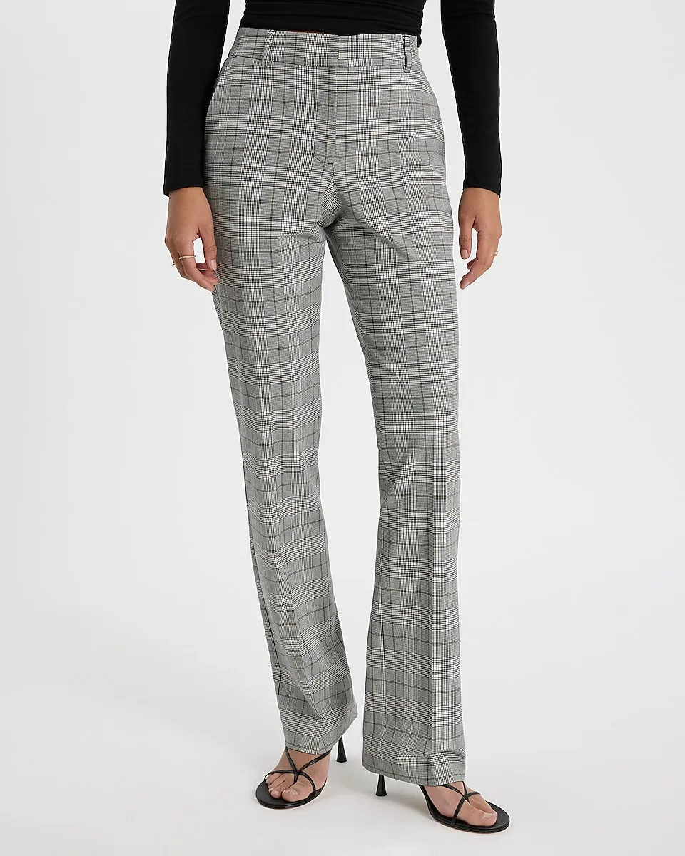 Editor Plaid Mid Rise Bootcut Pant