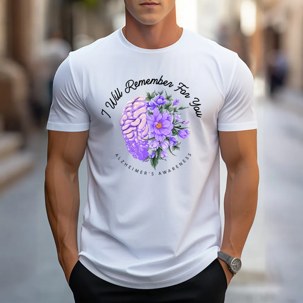 Men'S I Will Remember For You Alzheimer'S Awareness Round-Neck Short-Sleeved T-Shirt