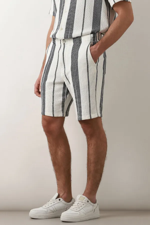 White Striped Co-ord Set Shorts