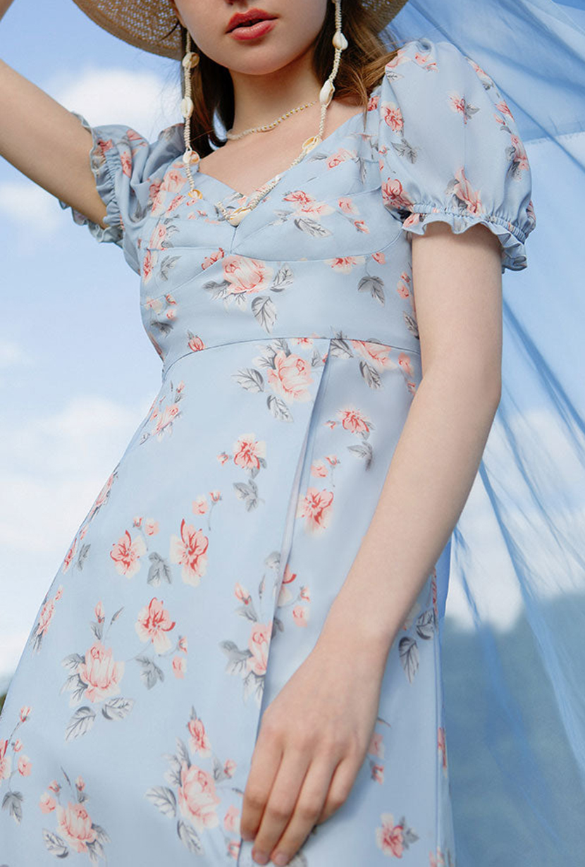 Medora Dress - Blue Floral