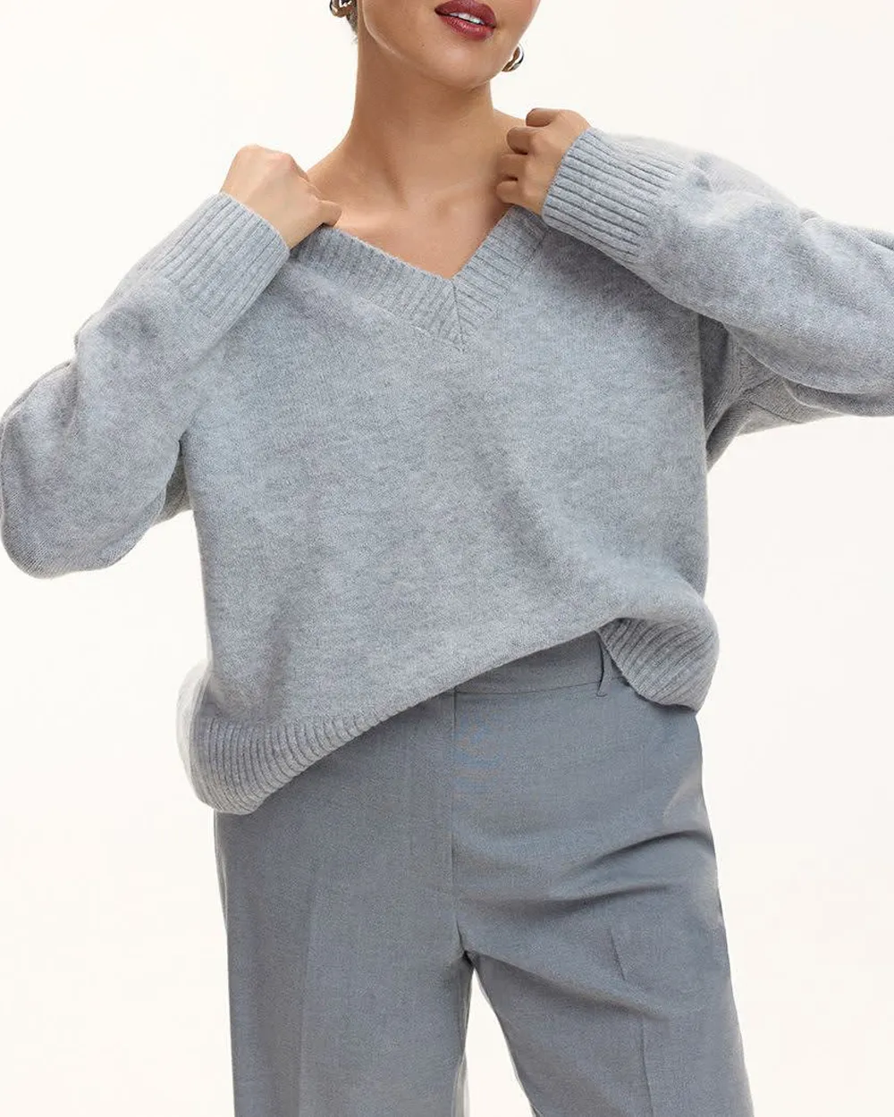 PlushSoft Long-Sleeve V-Neck Sweater