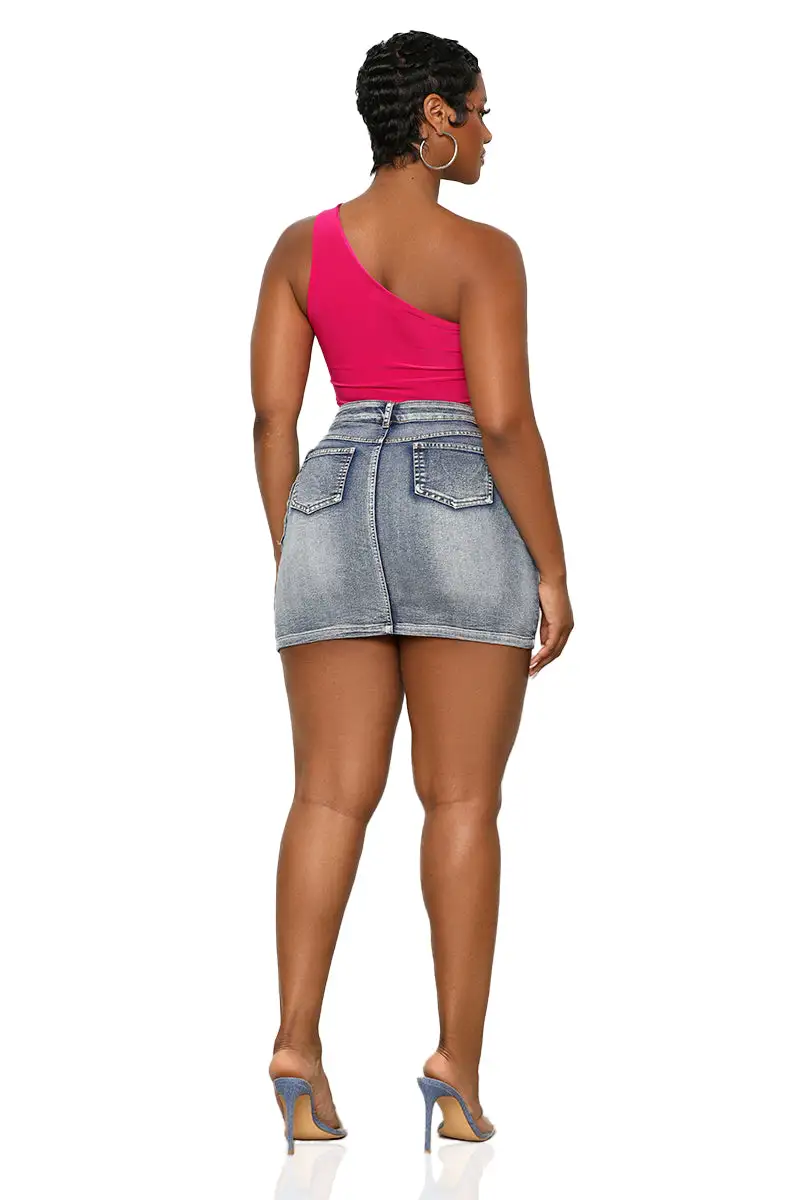 Bow Tie Mini Denim Skirt