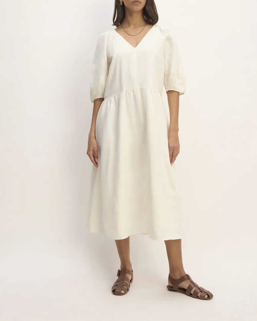 The Linen Oversized Puff-Sleeve Dress