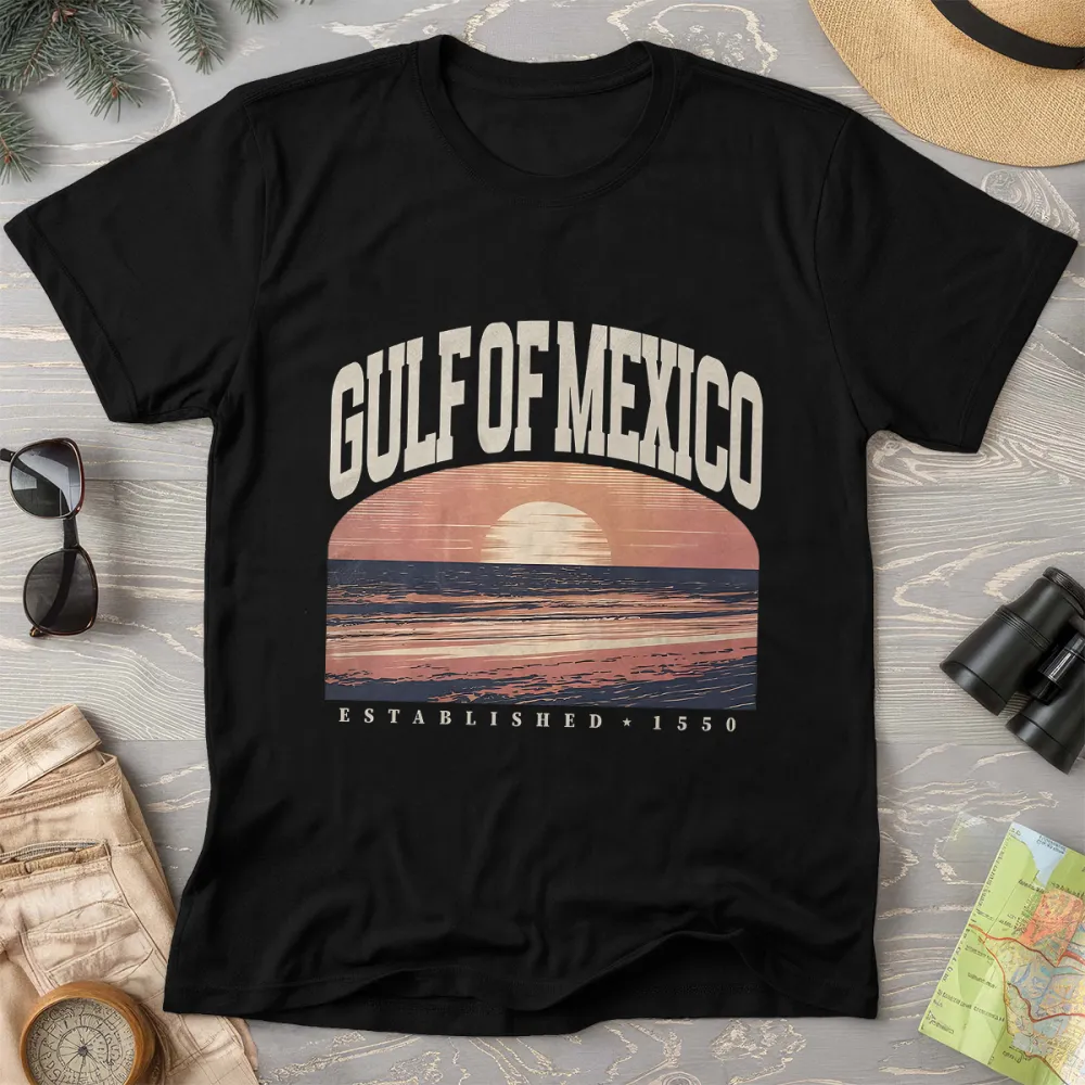 Gulf Of Mexico Varsity Sunset Comfort Colors T-Shirt