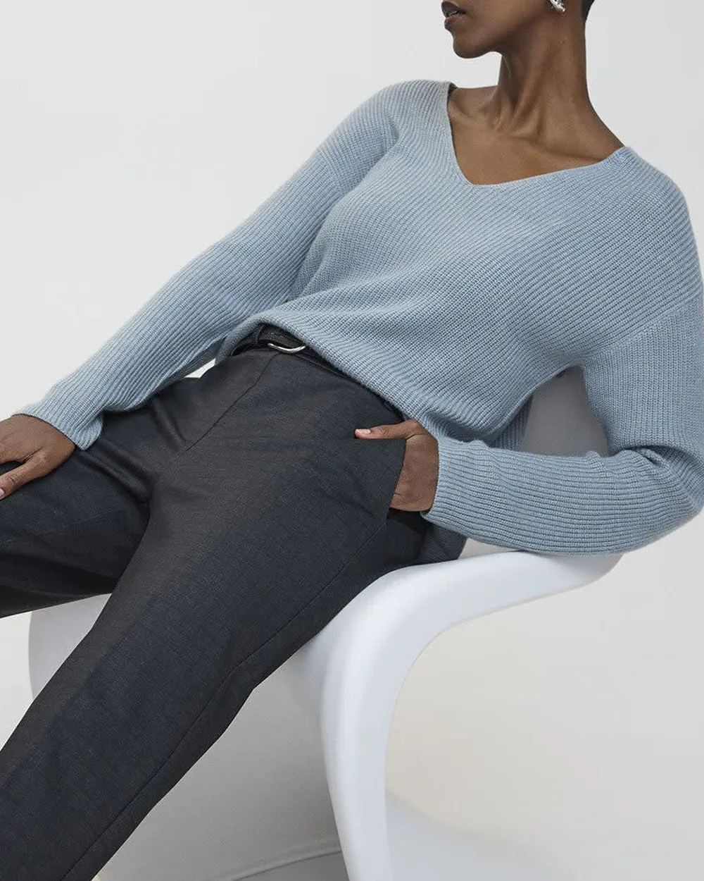 Cashmere-Blend V-Neck Sweater