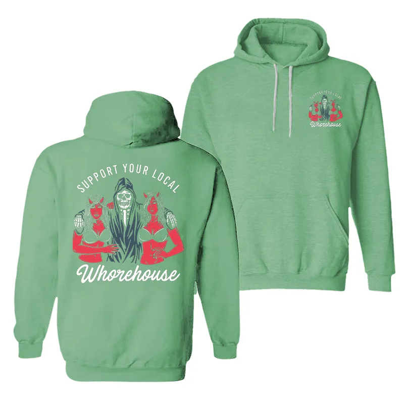 Skull And Sexy Lady Support Your Local Printed Reaper Hoodie