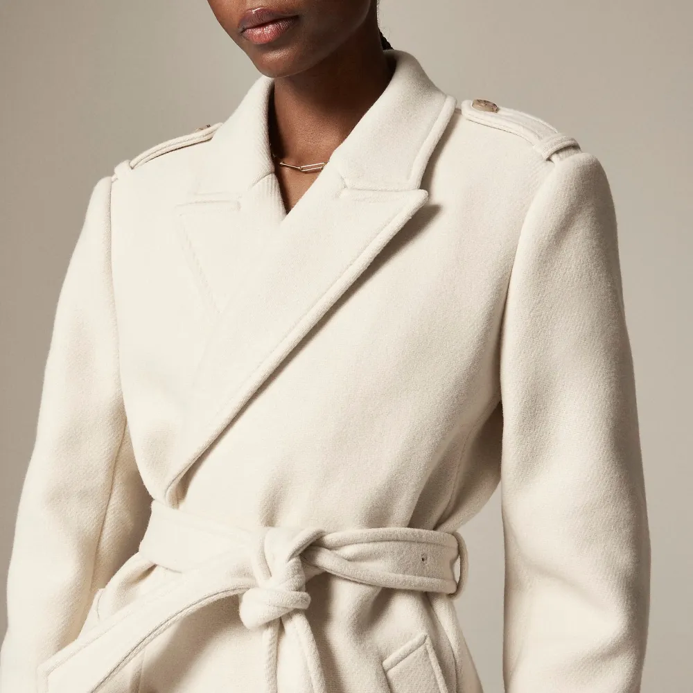 Wrap trench coat  double-faced wool blend