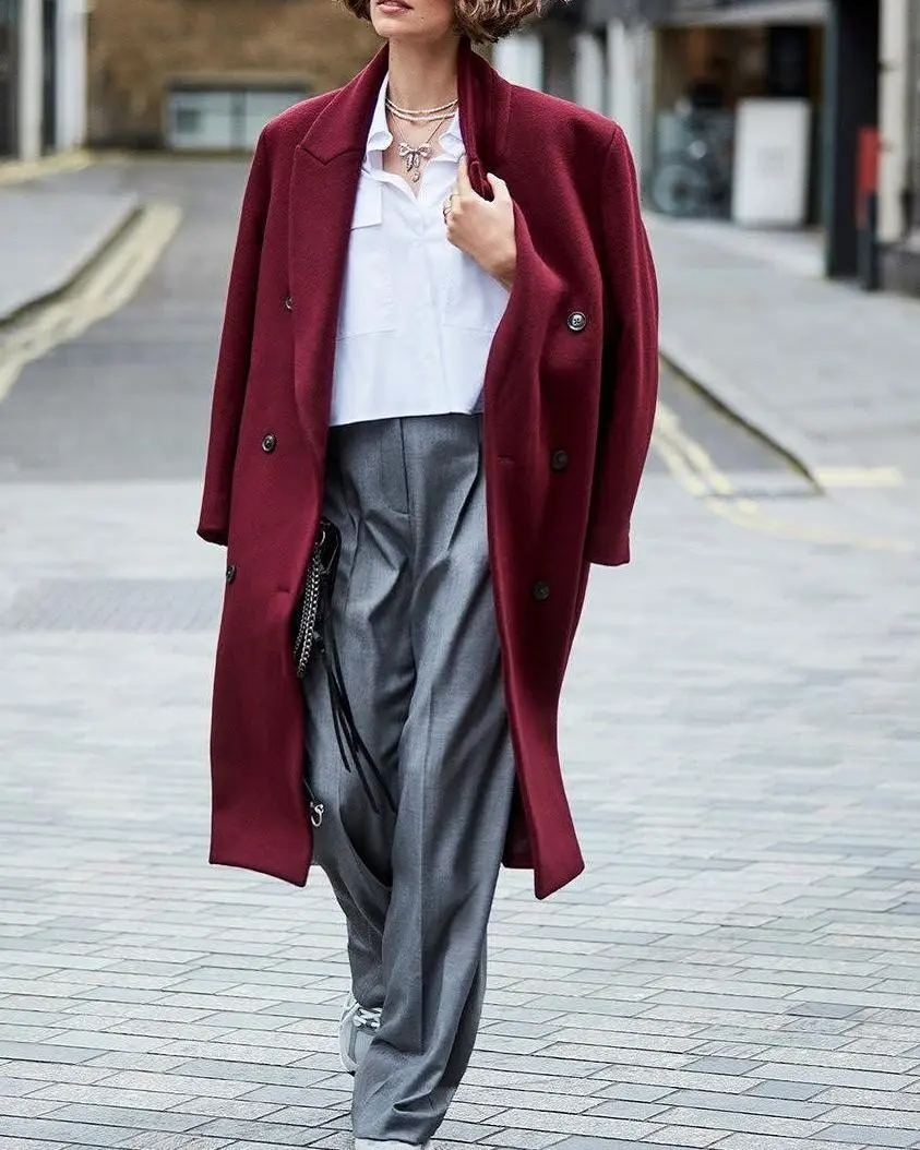 Oversized Double-Breasted Wool Coat