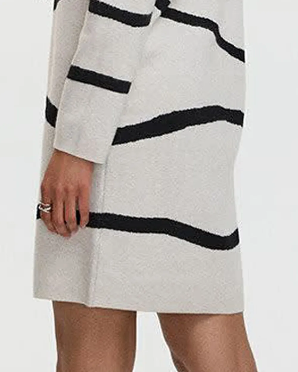 Long-Sleeve Shift Dress with Mock Neckline