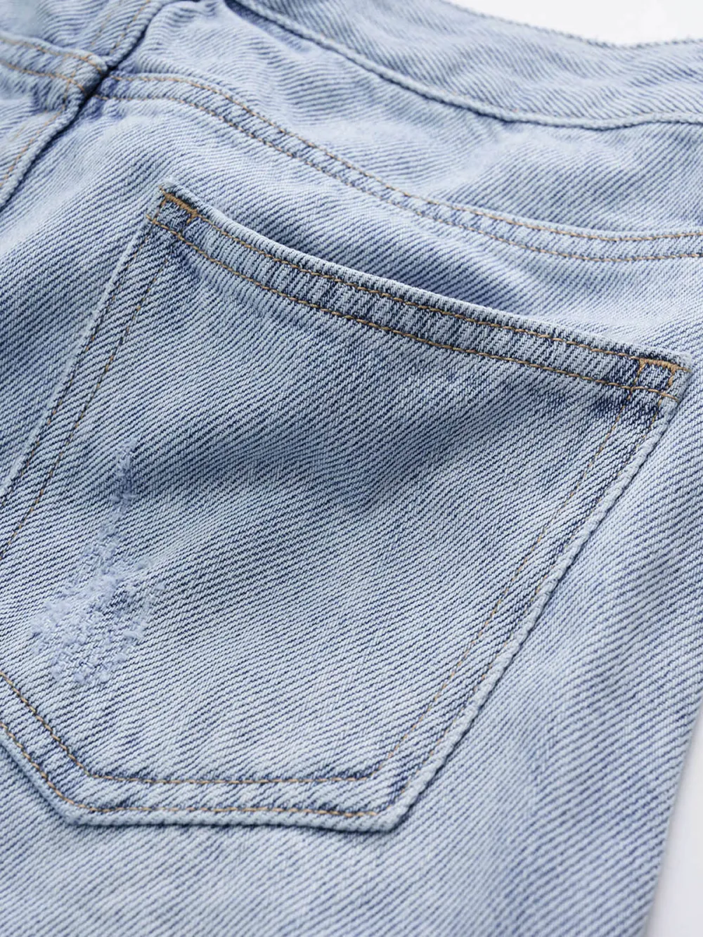 Bead Chain Distressed Denim Shorts