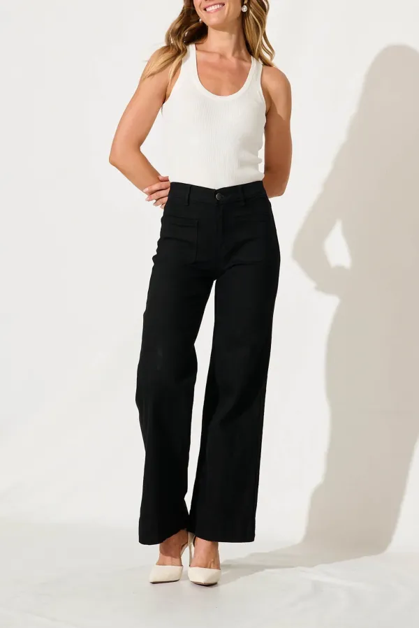 Black High Waisted Straight Leg Jeans