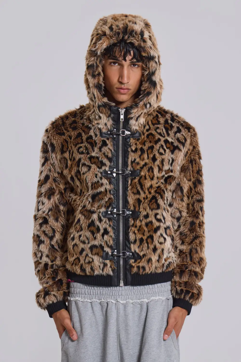 Leopard Faux Fur Hooded Mendoza Jacket