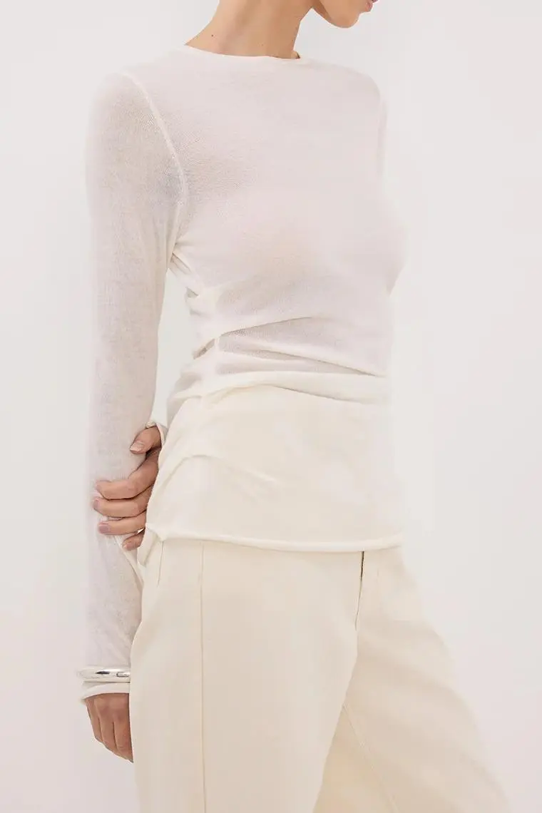 NICO OFF WHITE MERINO KNIT TOP