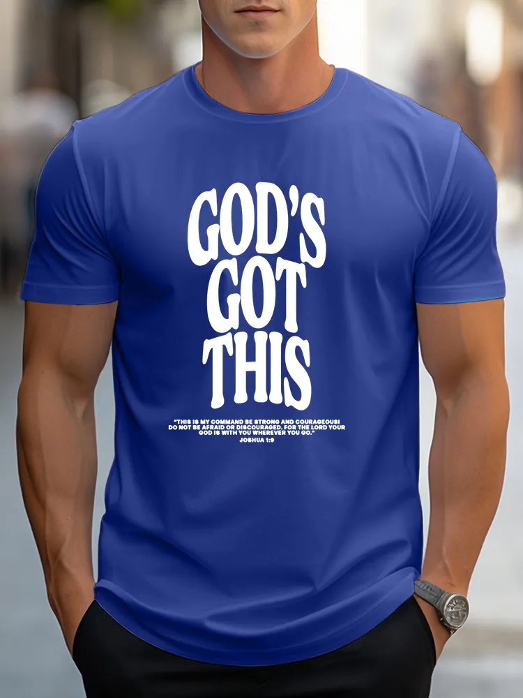 Men'S God'S Got This Pure Cotton Round-Neck Short-Sleeved T-Shirt