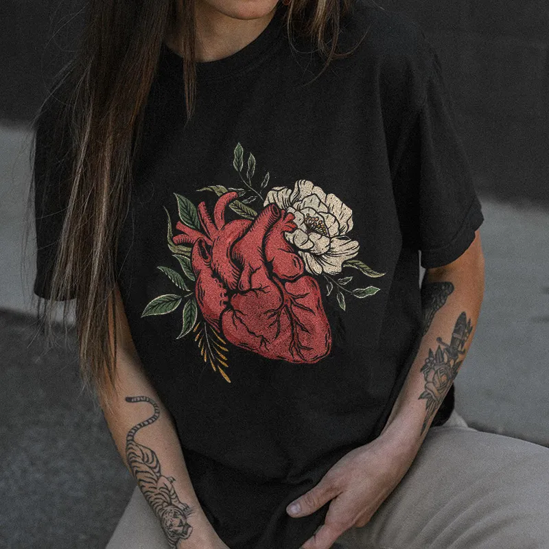 Flower Of The Heart Printed T-shirt