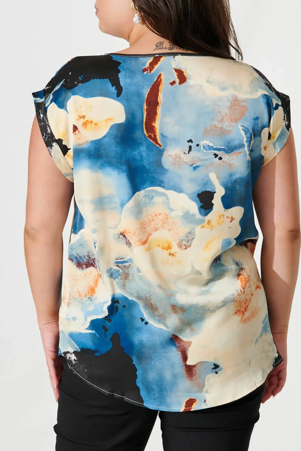 Blue Based Art Print Sleeveless Top