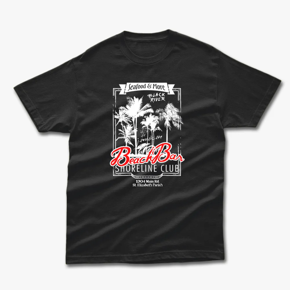 Retro Summer Seafood More Black River Printed T-Shirt