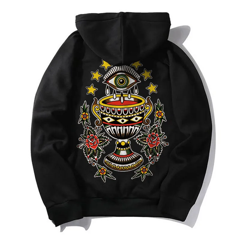 Mysterious Eye Trophy Print Fashion Men閳ユ獨 Hoodie