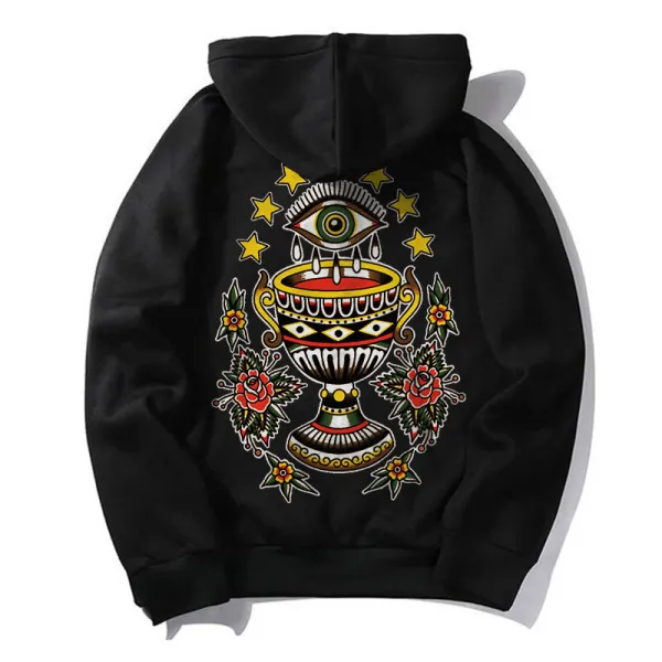 Mysterious Eye Trophy Print Fashion Men閳ユ獨 Hoodie