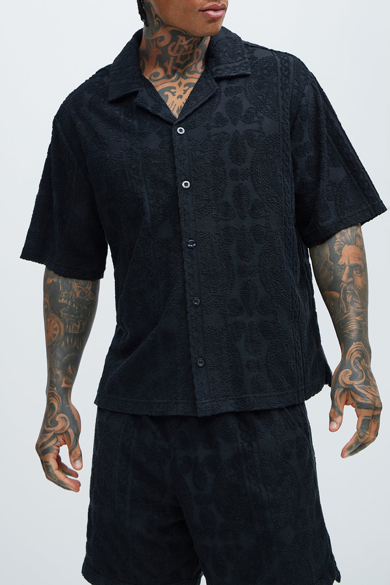 Link Textured Shirt - Black