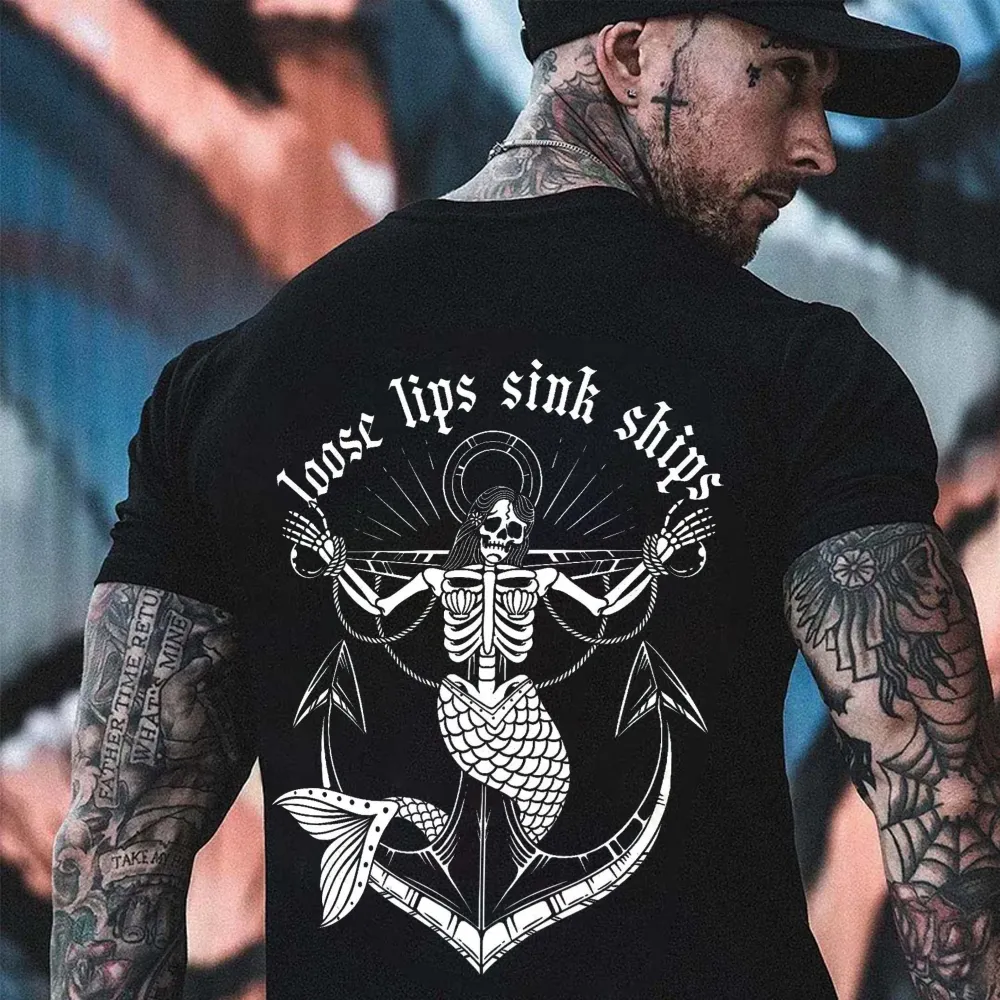 Loose Lips Sink Ships Printed Men's T-shirt