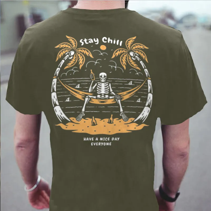 Have A Nice Day Skull's On Holiday Printed Men's T-shirt