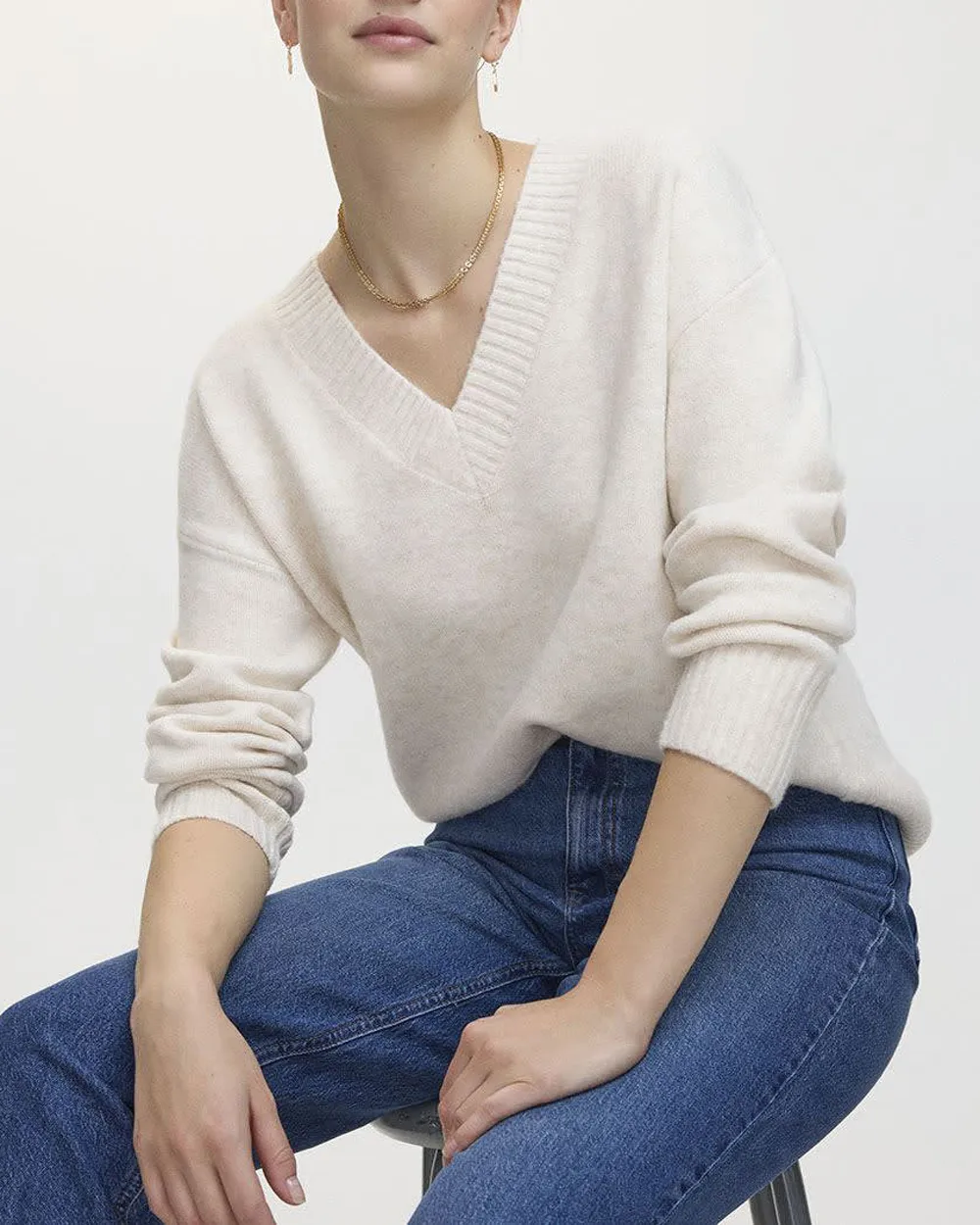 PlushSoft Long-Sleeve V-Neck Sweater