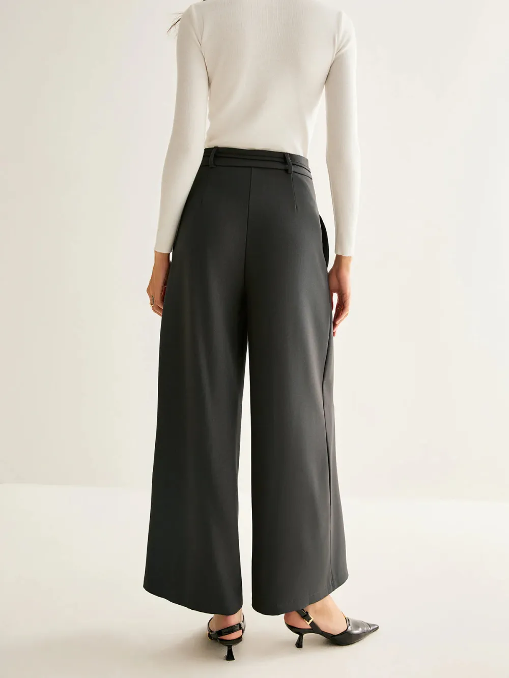 Tied High Waist Pants With Pockets