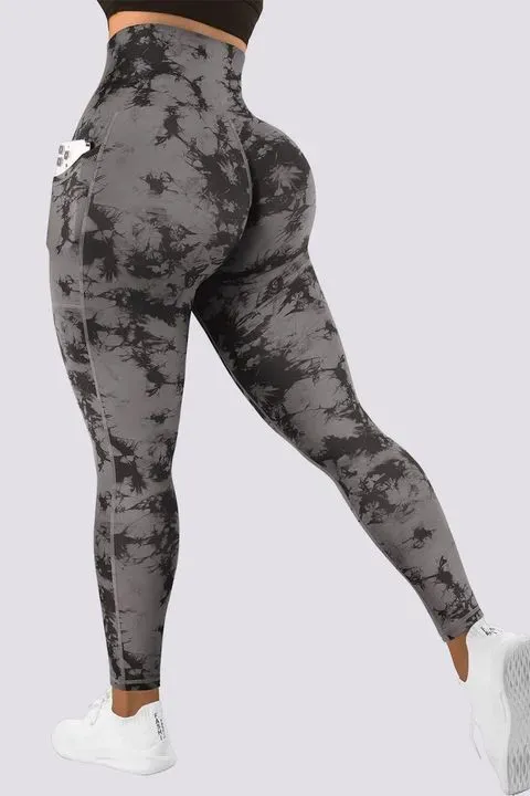 Tie Dye Pocket Side Cincher Sports Leggings