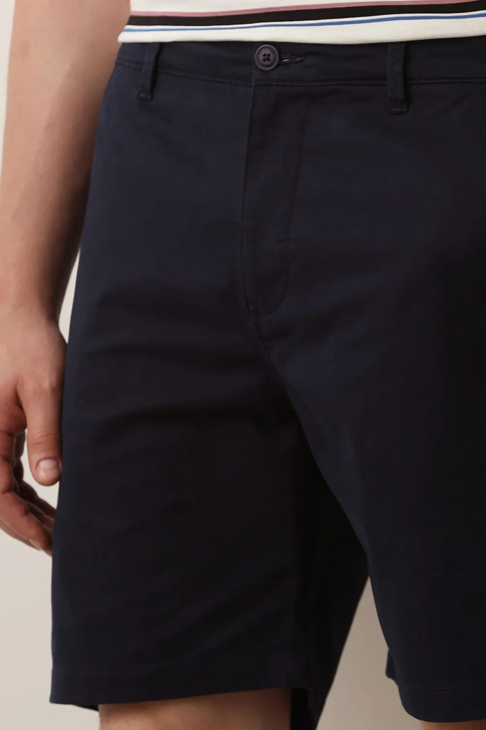 Navy Blue Mid Rise Chino Shorts