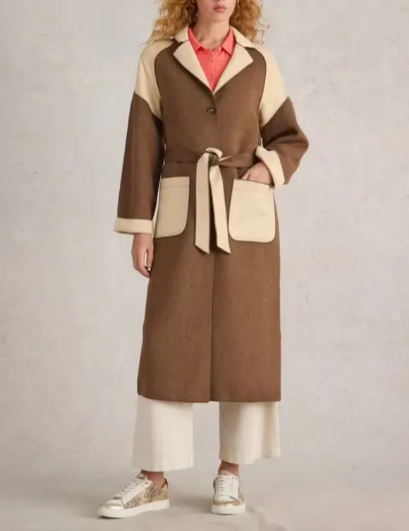 Sabine Wool Blend Coat In Natural Multi