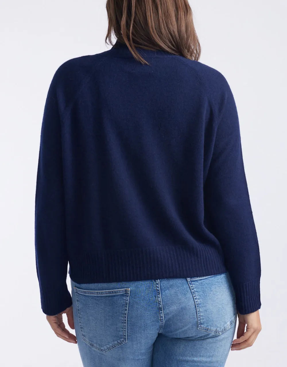 Montreal Mock Neck Knit Jumper - Navy/White