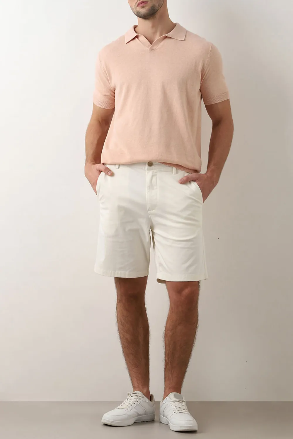 Green Mid Rise Cotton Chino Shorts