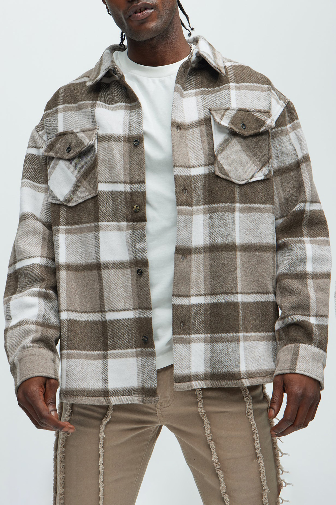 Wanted Plaid Shacket - Brown