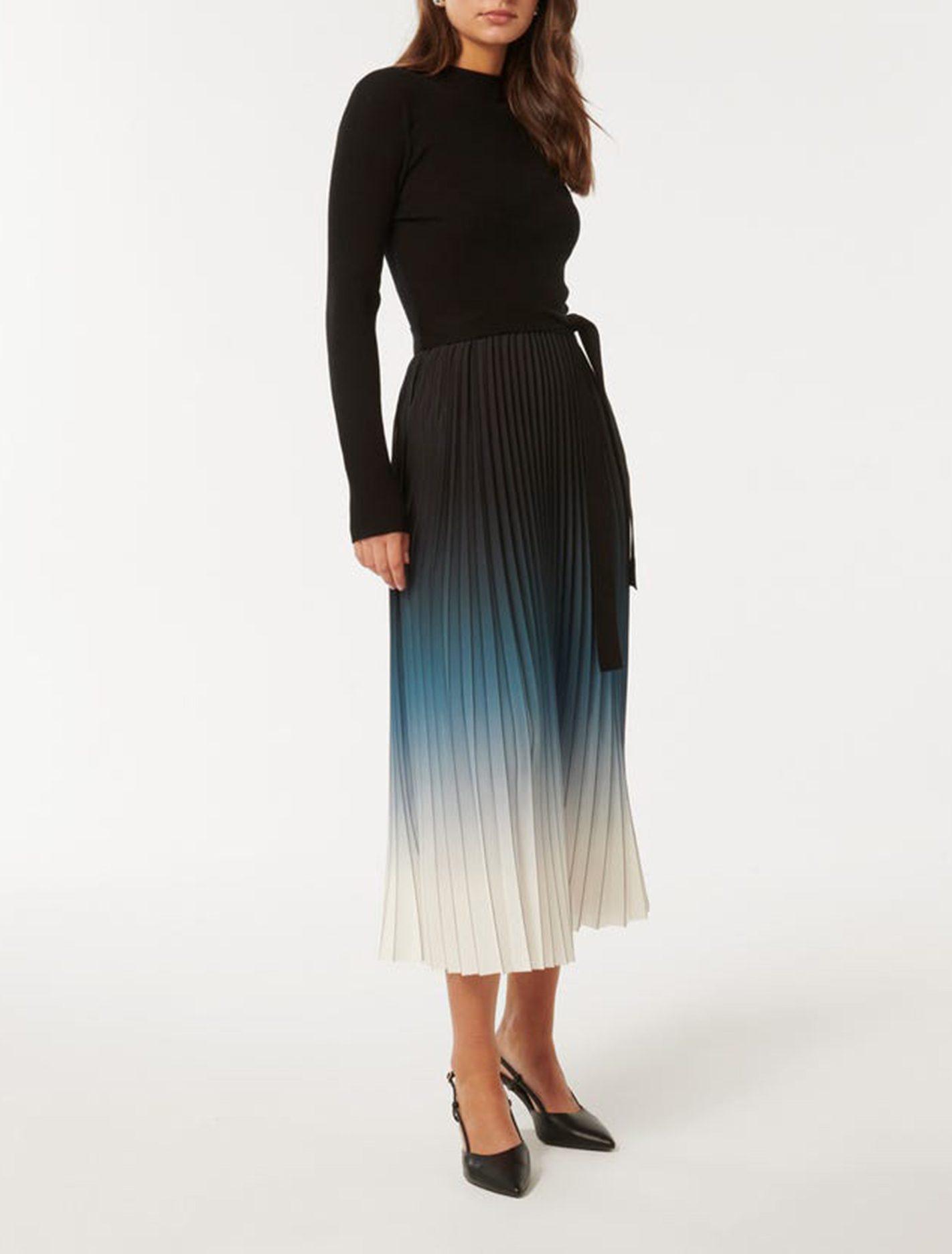 Harmony Ombre Pleat Midi Dress