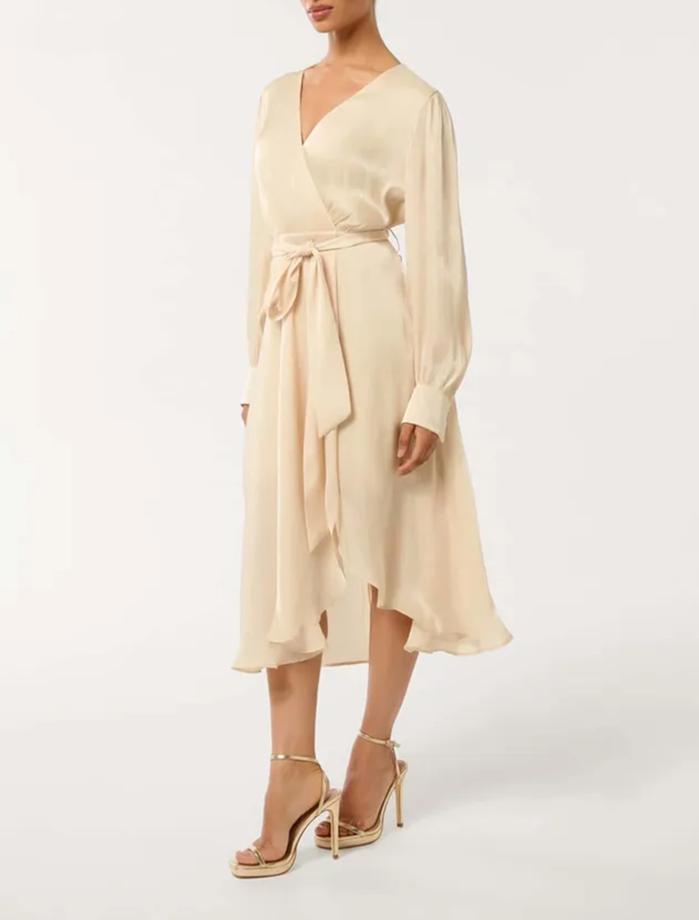 Mabel Petite Metallic Wrap Midi Dress