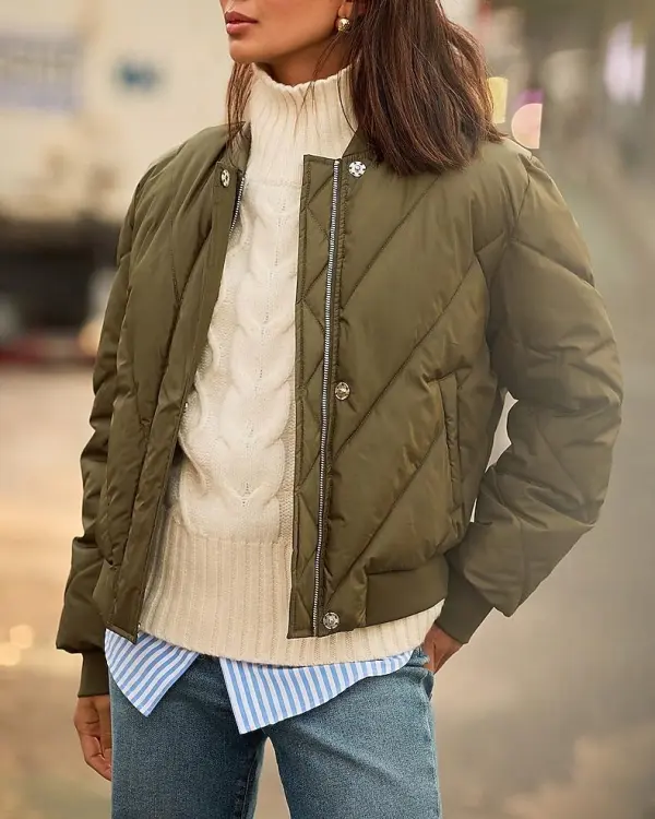 Cropped Puffer Bomber Jacket