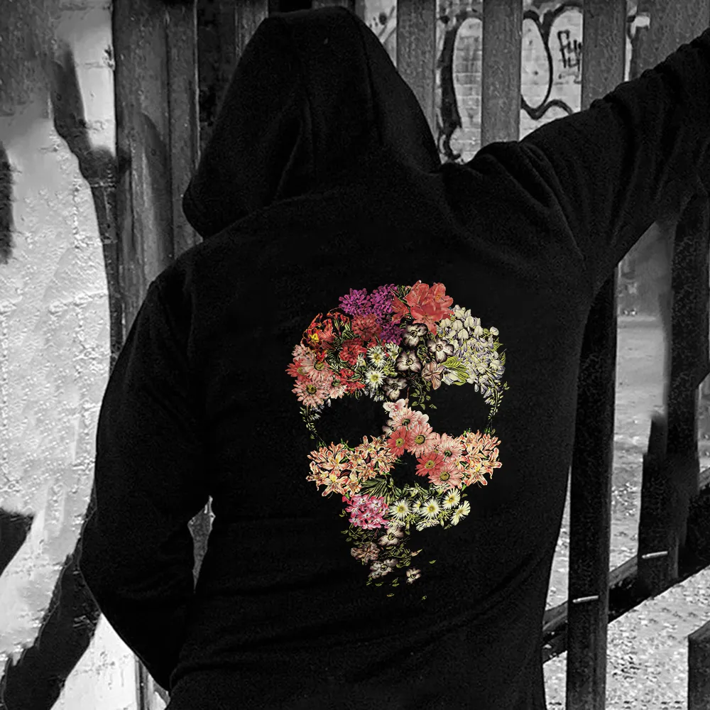 Wildflowers Skull Printed Men's Hoodie