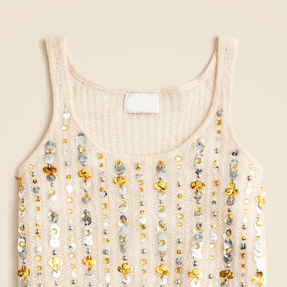 embellished pointelle sweater-tank